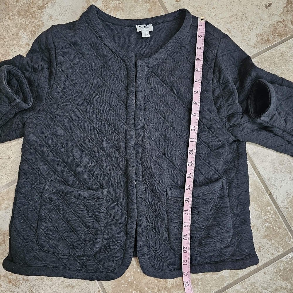 J.Crew Women Medium Cardigan Jacket Black Quilted Cotton Sweater Investment Rare - Picture 8 of 8